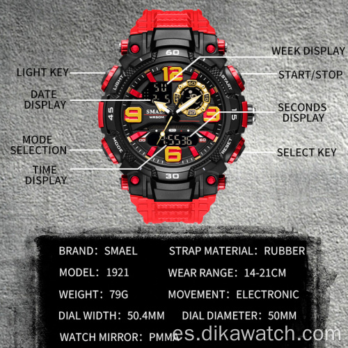SMAEL Sport Watch Hombres Relojes electrónicos de cuarzo